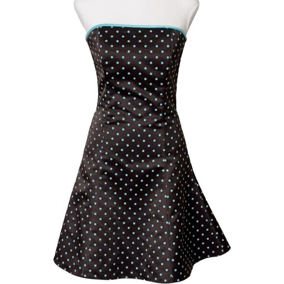 Jessica McClintock Gunne Sax Vintage Polka Dot Strapless Fit and Flare Dress (5) - Picture 2 of 16